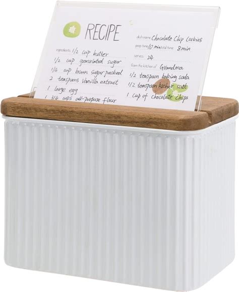 NIKKY HOME Kitchen 4x6 Metal White Recipe Box with Cards 